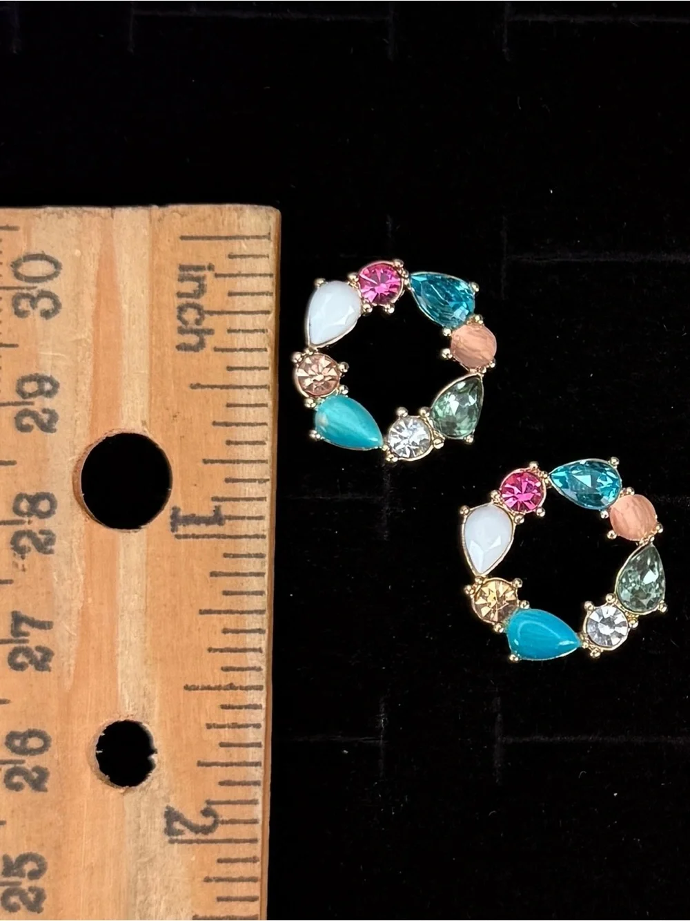 Goldtone Multicolor Candy Gemstone Pierced Earrings
